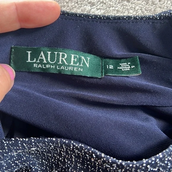 Lauren Ralph Lauren Sparkly Metallic Stretchy Ruched Dress - Picture 8 of 10